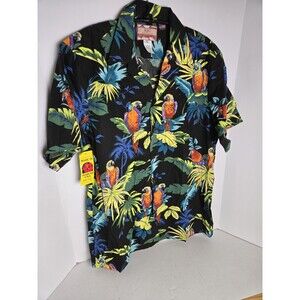 RJC Parrot Macaw Toucan Cockatoo Aloha Shirt Size Large 100% Cotton Made In USA